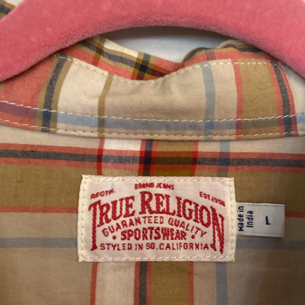 True Religion Plaid Long Sleeve  Button Up Shirt men’s size Large